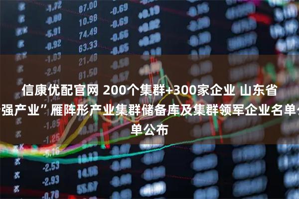 信康优配官网 200个集群+300家企业 山东省“十强产业”雁阵形产业集群储备库及集群领军企业名单公布
