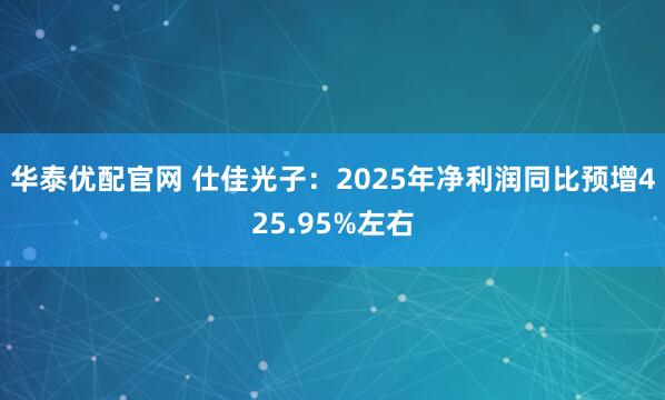 华泰优配官网 仕佳光子：2025年净利润同比预增425.95%左右